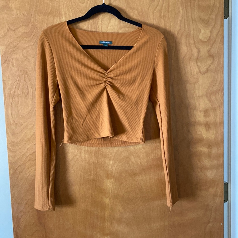 Wild fable size small rusty orange crop top long sleeve shirt
